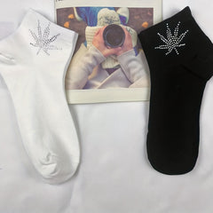 Sparkling Rhinestone Short Socks for Women