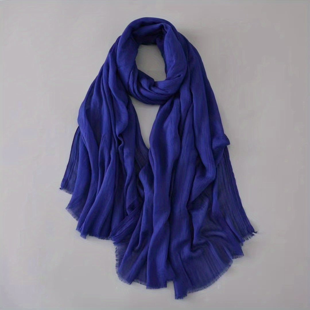 Vintage Solid Gauze Scarf Tassel Headwrap Women Turban Hijab