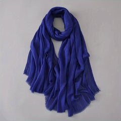 Vintage Solid Gauze Scarf Tassel Headwrap Women Turban Hijab