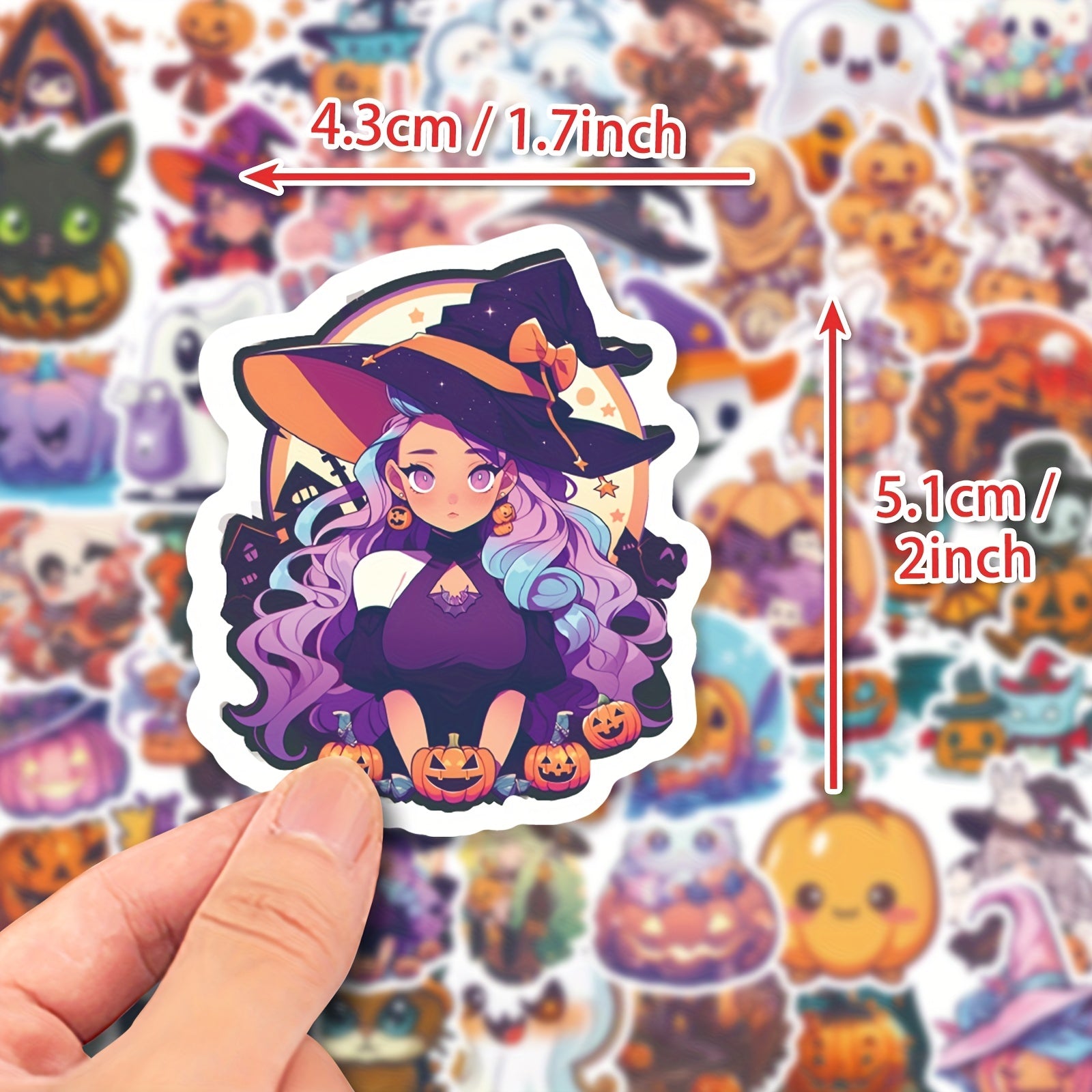 50pcs Spooky Fun Halloween Stickers for Windows Pumpkins & More