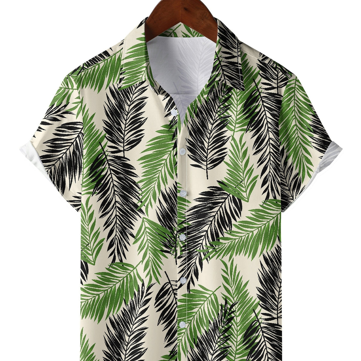 Leaf Pattern Hawaiian Shirt Men's Button Up Short Sleeve