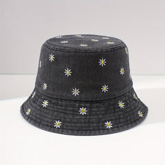 Flower Embroidery Fisherman Hat Bucket for Outing