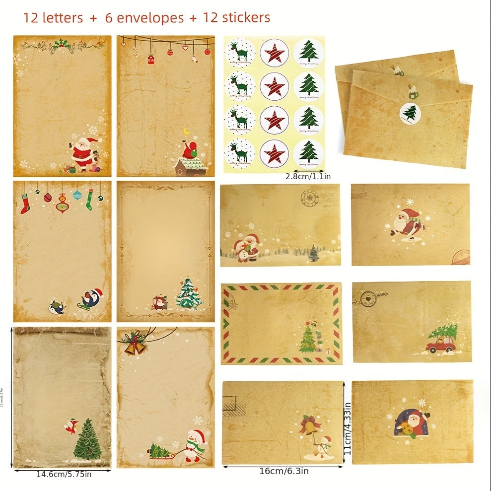 30pcs Vintage Christmas Letter Paper & Envelopes Set