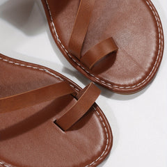 Women's Loop Toe Slide Sandals Lightweight Open Toe Slip On Shoes Solid