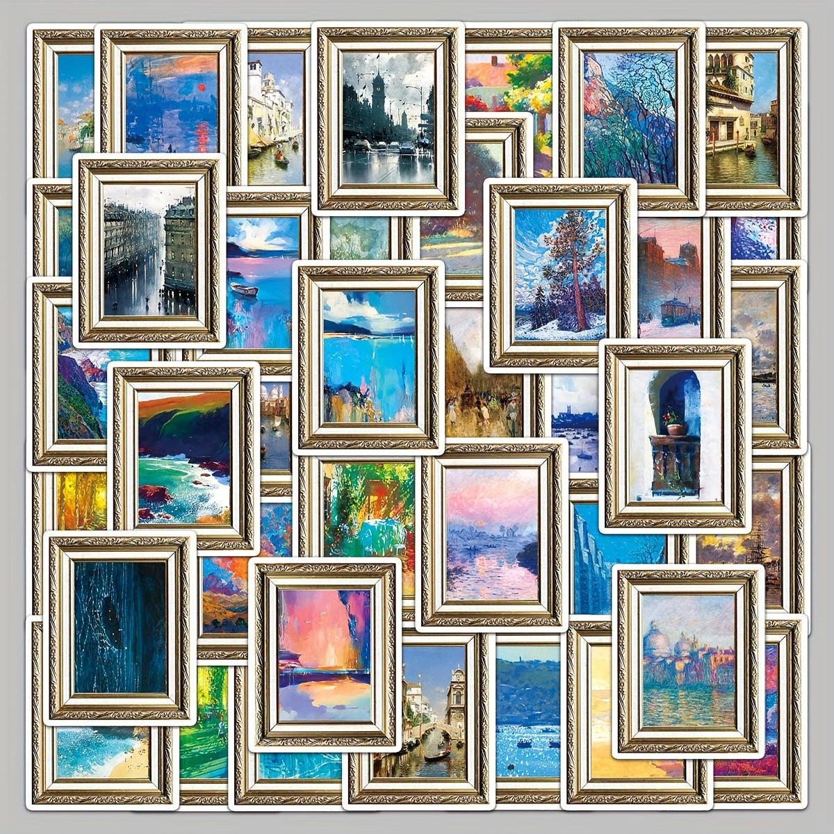 50pcs Painting Art Scenery Graffiti Stickers Waterproof Decorative Stickers