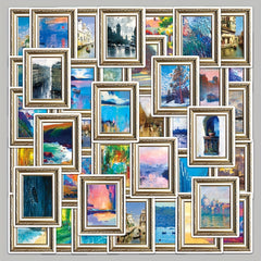 50pcs Painting Art Scenery Graffiti Stickers Waterproof Decorative Stickers