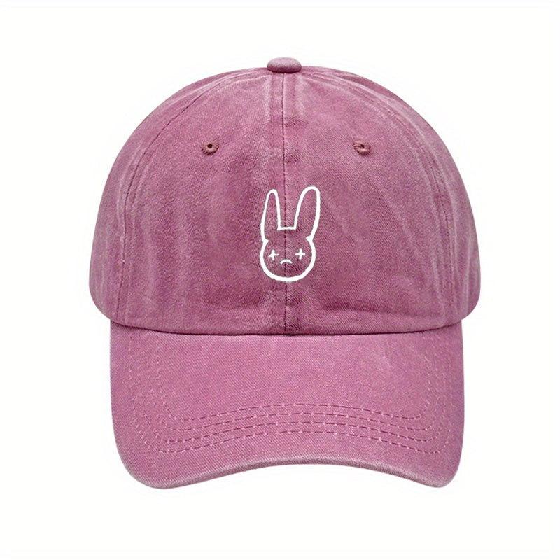 Rabbit Printed Y2K Baseball Cap Vintage Washed Distressed Solid Dad Hats