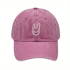 Rabbit Printed Y2K Baseball Cap Vintage Washed Distressed Solid Dad Hats