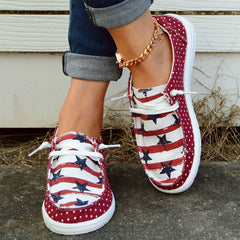 Polka Dot Canvas Shoes Star Pattern Low Top Lace Up Casual Shoes