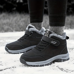 Warm Snow Boots Hook & Loop Winter Keep Warm Boots Comfort Flat Walking Boots