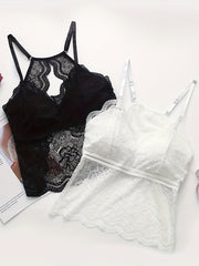 2pcs Lace Cami Tops Hollow Out Scallop Trim Lingerie