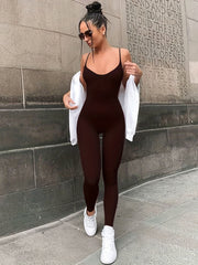 Sexy Spaghetti Bodycon Jumpsuit Sleeveless Workout Summer Jumpsuit Women