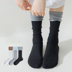 3 Pairs Colorblock Crew Socks Women's Stockings