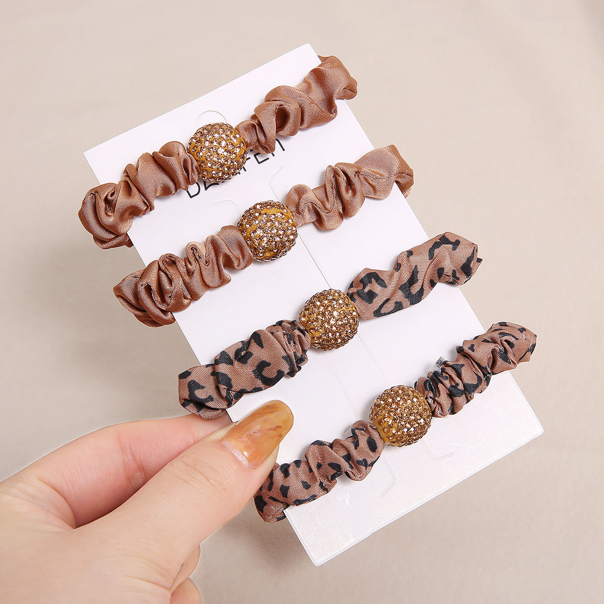 Rhinestone Hair Tie with Fabric Band