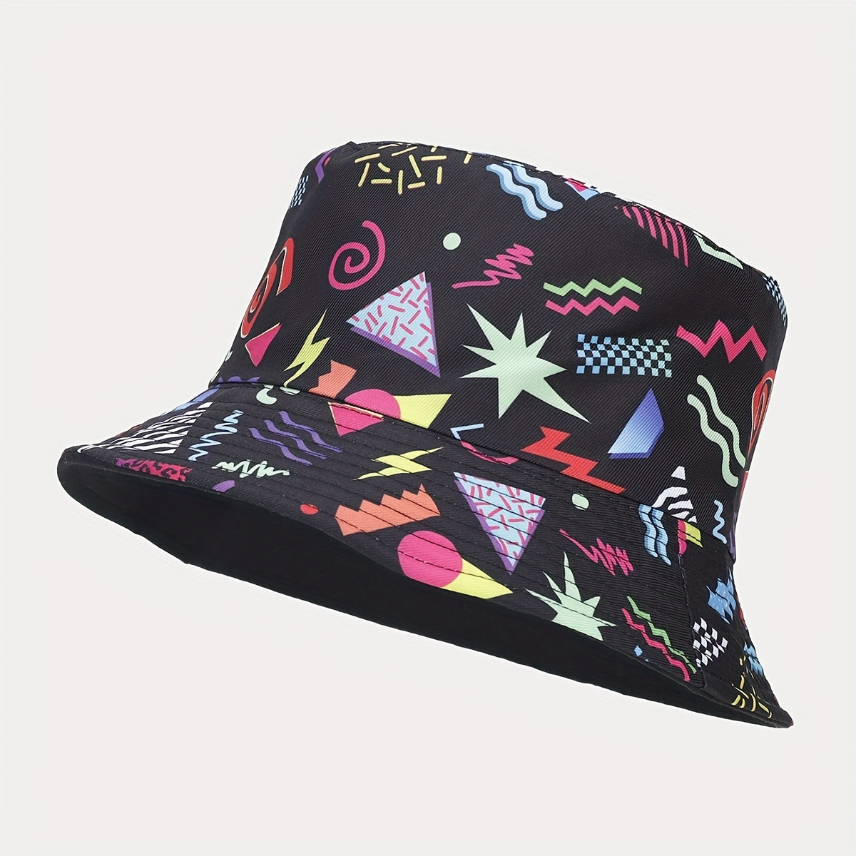 Geometric Pattern Double-sided Bucket Hat Sun Protection for Men and Women