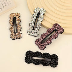 Rhinestone Snap Clip Wavy Rectangle Shaped Hair Clip Sparkly Hair Clip