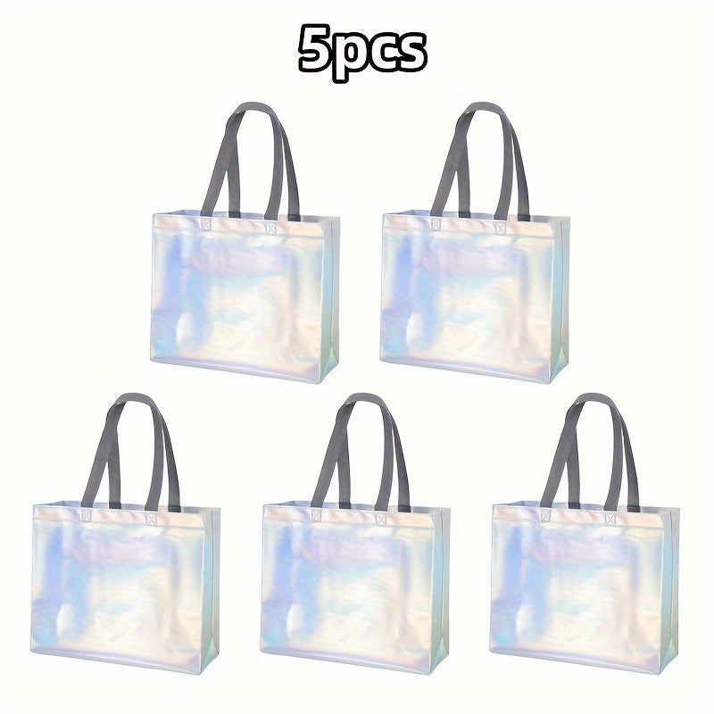 5pcs Laser Shopping Bags Gift Bags for Holiday Party Favor Bags