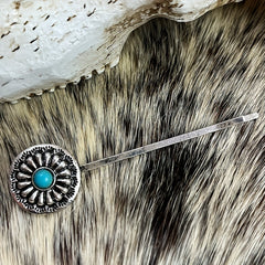 Vintage Turquoise Alloy Hair Clip Western Style Hair Accessories