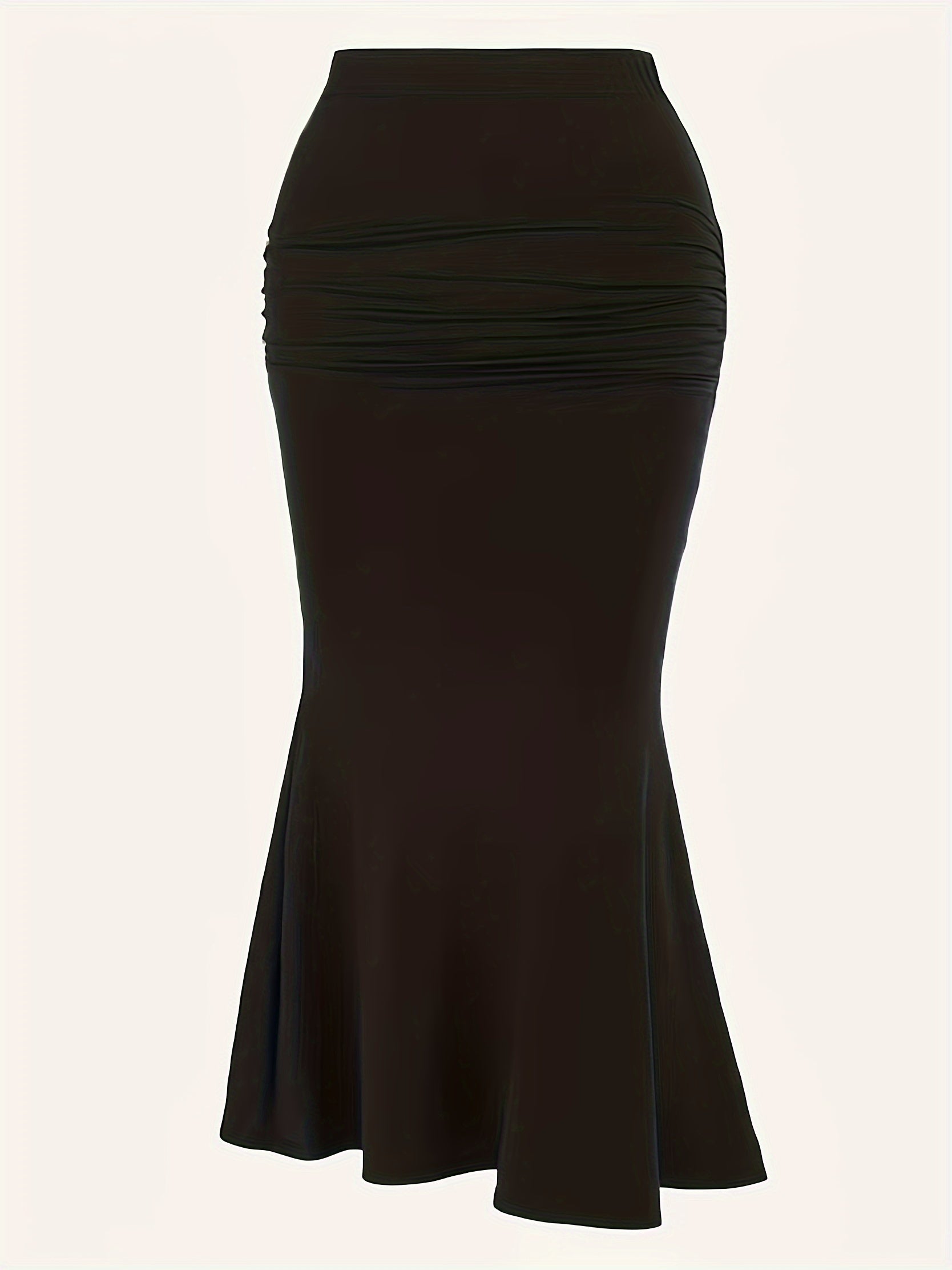  Solid Ruched Maxi Mermaid Skirt