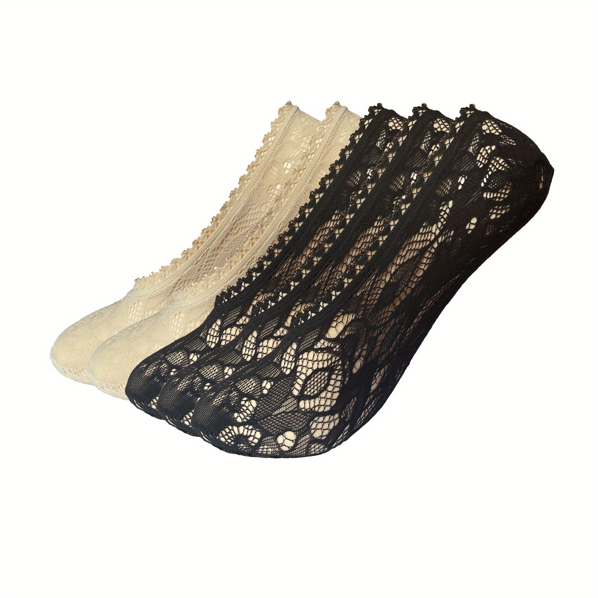 5 Pairs Floral Lace Ankle Socks Lightweight Low Cut Women's Stockings