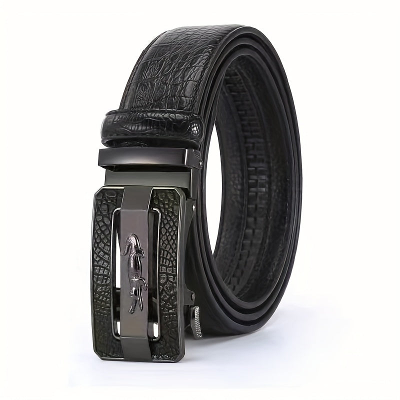 Men's Leather Belt Crocodile Pattern Automatic Buckle Business Suit Waist