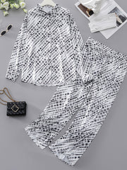  Print Long Sleeve Shirt & Pants Set