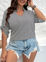  Striped Print Casual Blouse Women's Top