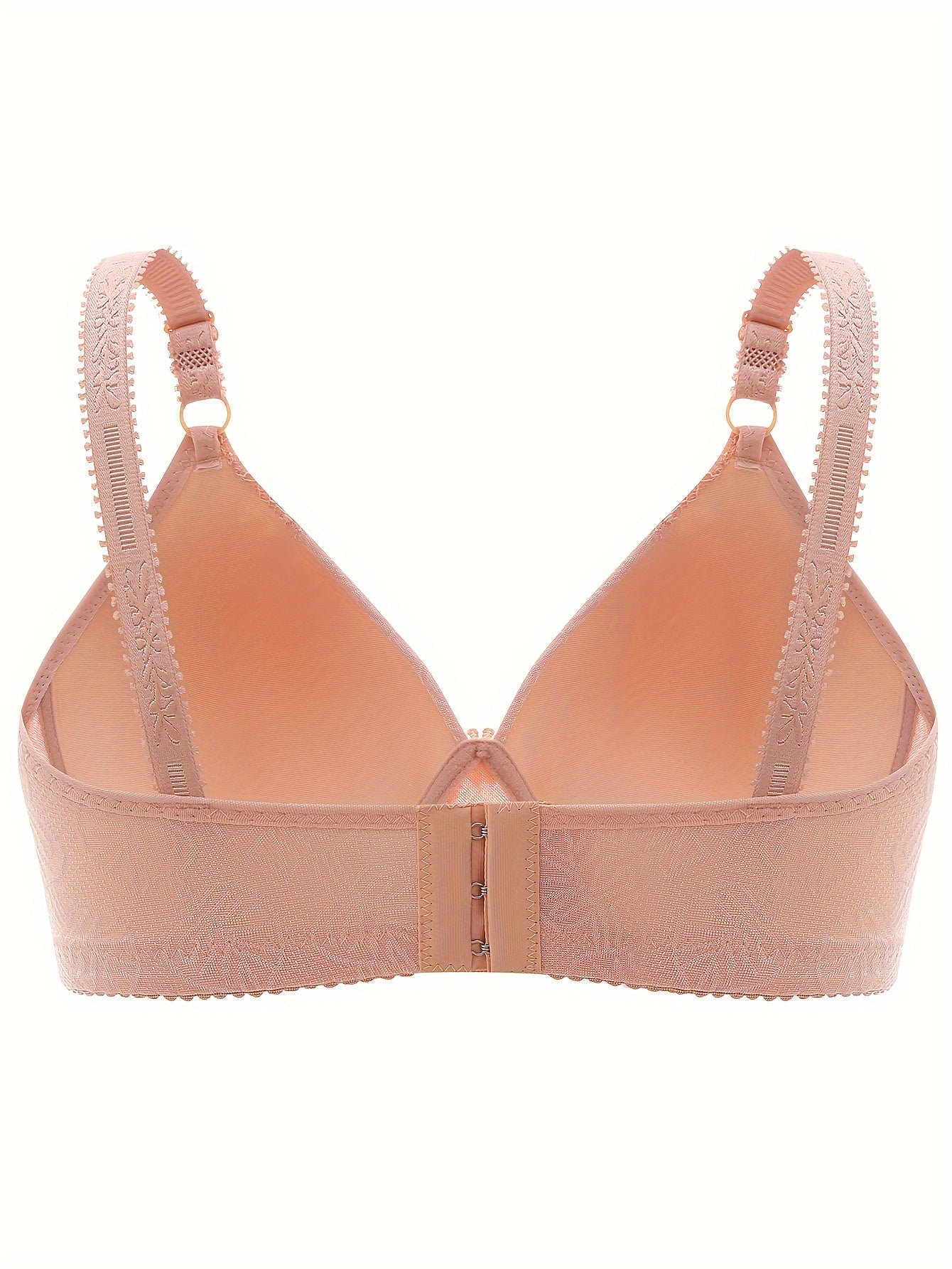 Plus Size Leaf Print Lace Applique Wireless Bra