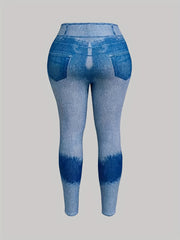  Denim Print High Rise Leggings