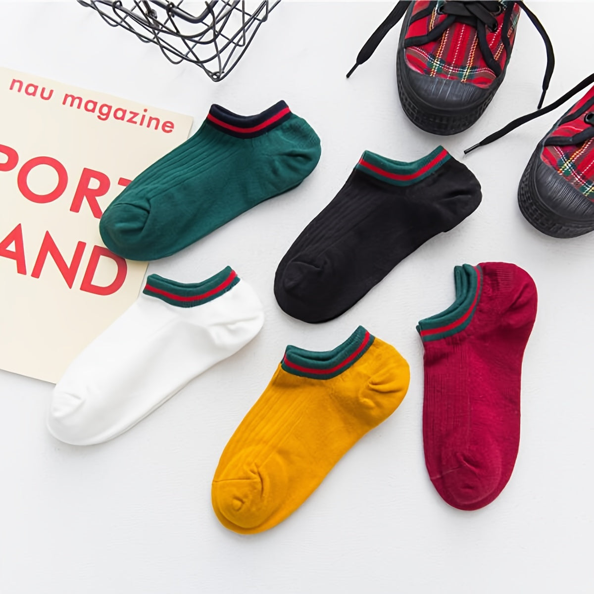 Women's Striped & Solid Ankle Socks Pack