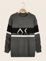 Men's Knitted Block Sweater Warm Winter Pullover