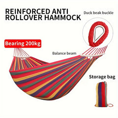 Portable Canvas Hammock with Anti Roll Balance Beam and Storage Bag