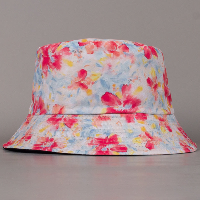 Women's Reversible Bucket Hat Red Flowers Lightweight Sun Fisherman Cap
