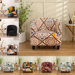 Stretch Club Chair Slipcover Geometric Pattern