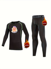 Kids Compression Fleece Sets-Letter Printed Elastic Waist Pants
