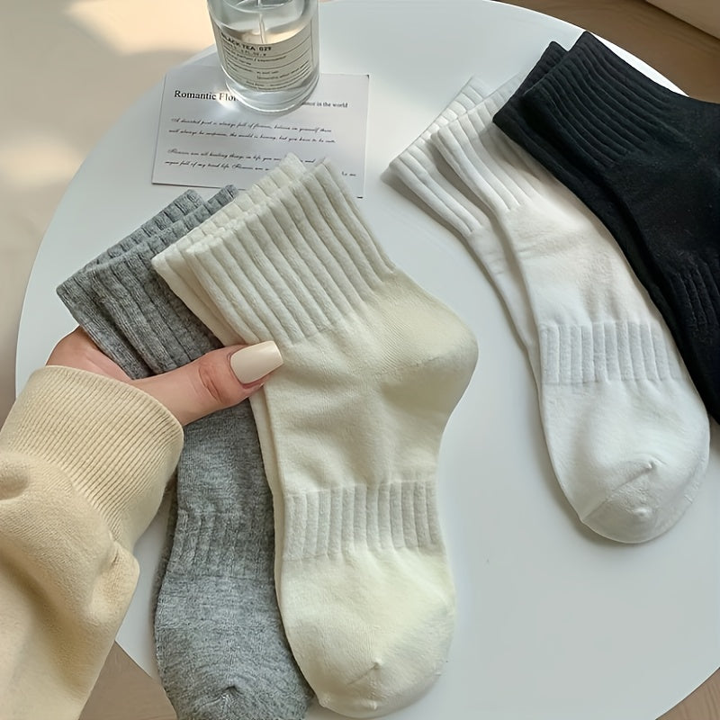 Women's Solid Sports Socks x 4 Pairs