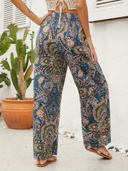 Boho Paisley Print Wide Leg Pants