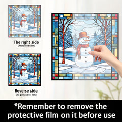 Acrylic Round Christmas Snow Snowman Window Decoration