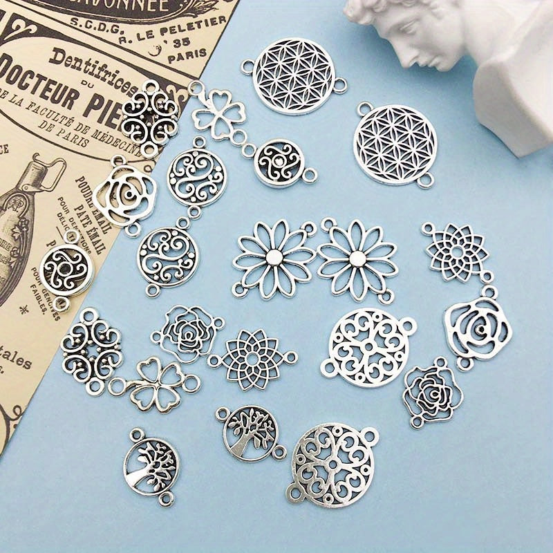 22pcs Antique Silver Insect Collection Dragonfly Charms Pendant Set