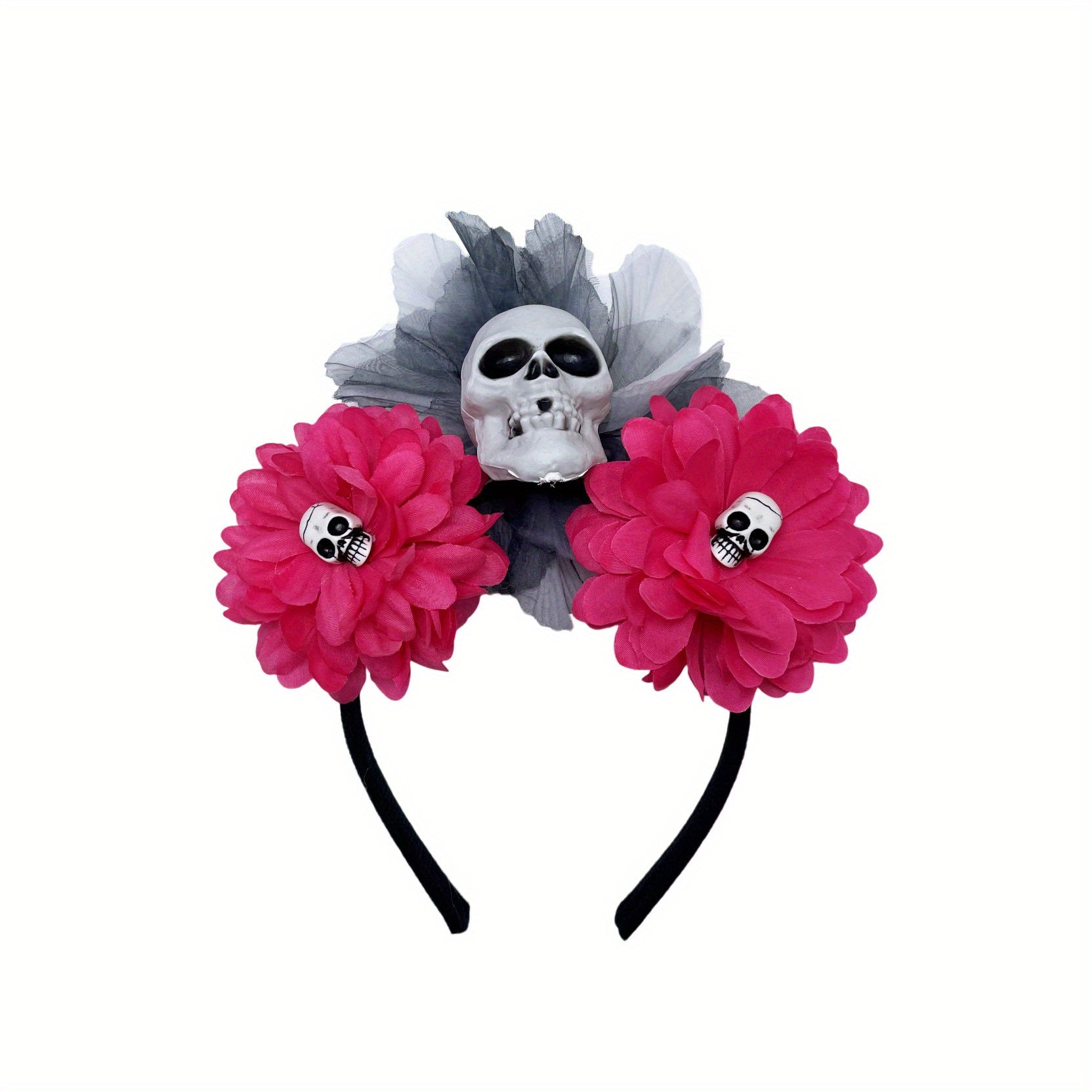 Halloween Rose Skull Headband Floral Hair Band For Women Girls