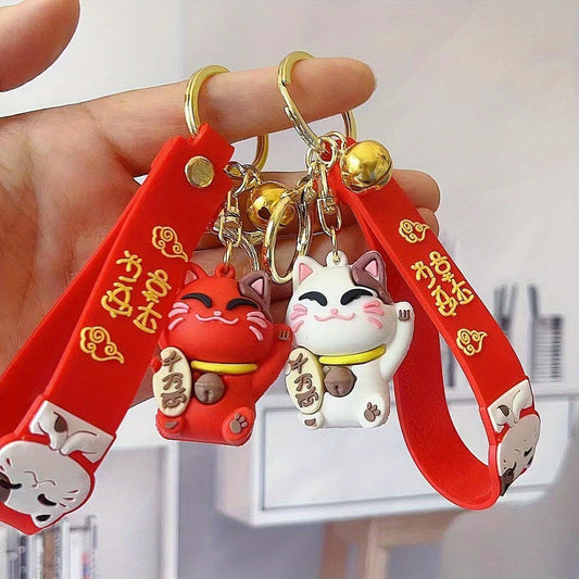 Cartoon Lucky Cat Key Chain Burger Car Key Chain Jewelry Bag Small Pendant