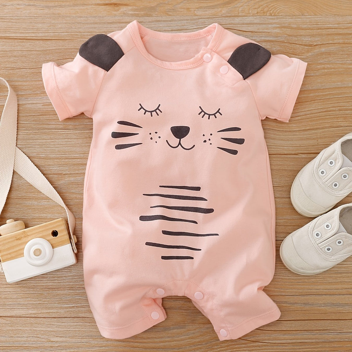 Newborn Baby Girls Jumpsuit Unisex Sweet Cat Print