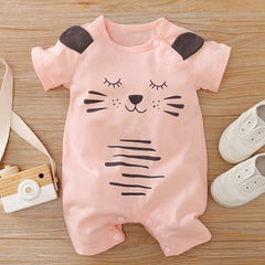 Newborn Baby Girls Jumpsuit Unisex Sweet Cat Print
