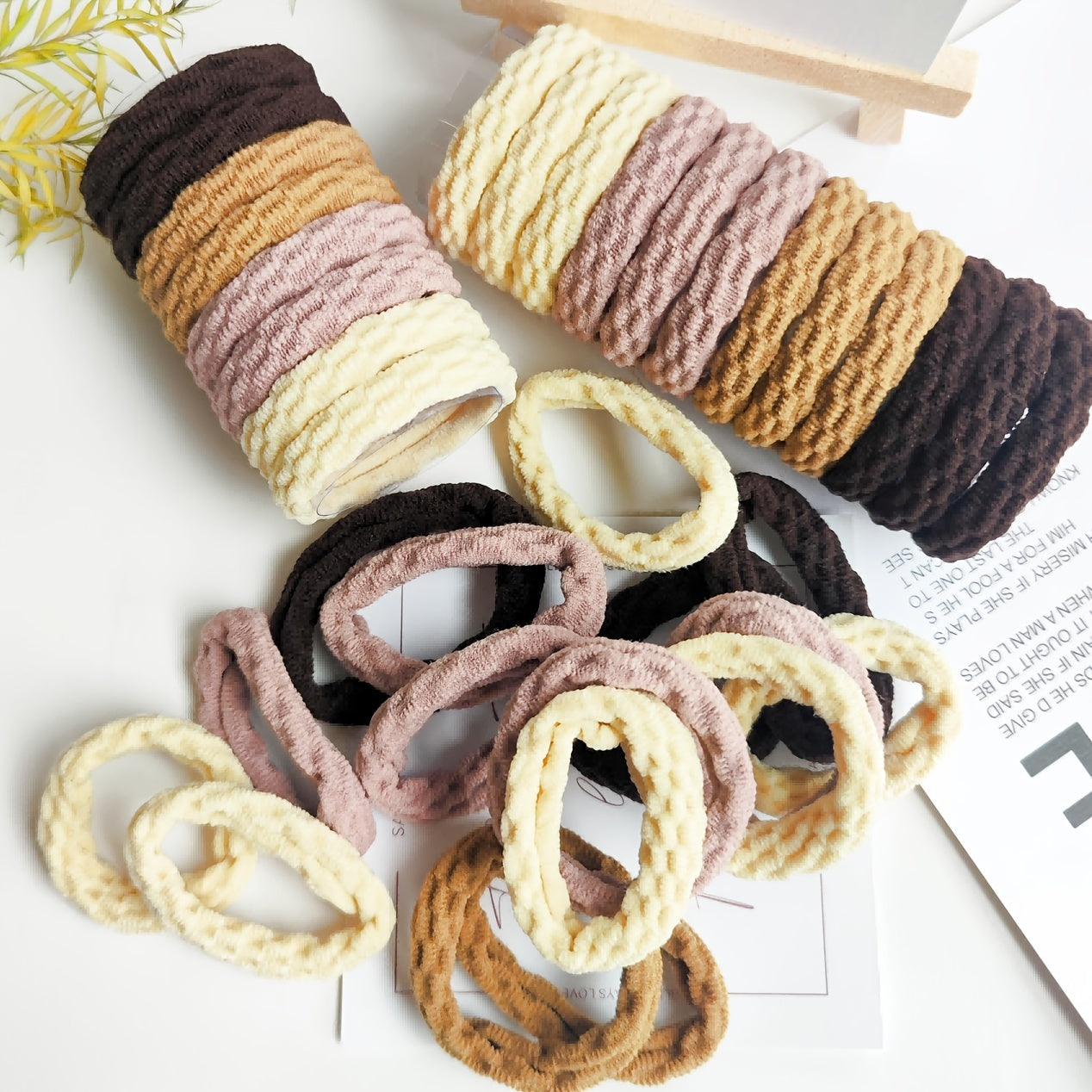 20pcs Multicolor Hair Tie Fancy Textured Elastic Headbands Hair Rope