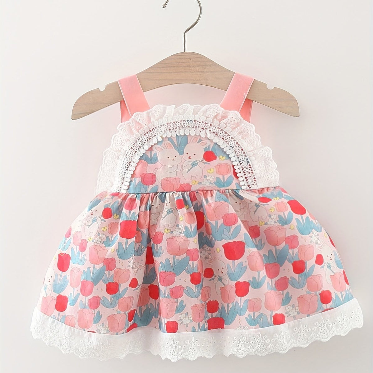 Baby Girls Rabbit Floral Cami Dress For Summer