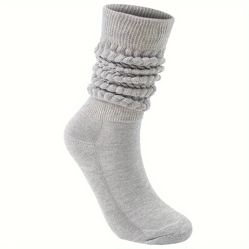 Textured Solid Calf Socks Warm Knee High Women's Stockings