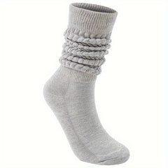 Textured Solid Calf Socks Warm Knee High Women's Stockings