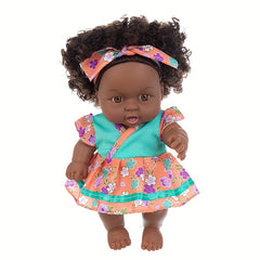 8inch Curly Hair Simulative Doll Soft Rubber Toy Doll Including Doll Clothes