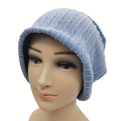 Ribbed Knitted Beanie Turban Cap Solid Elastic Skull Cap Lightweight Chemo Hats