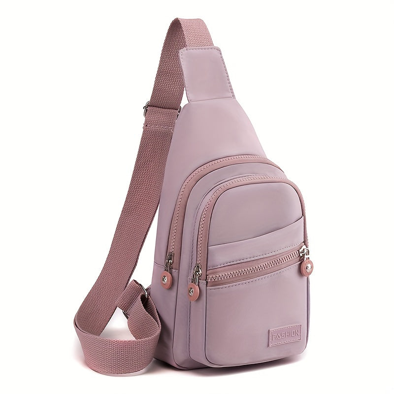 Nylon Single Zipper Chest Bag Casual Sling Bag